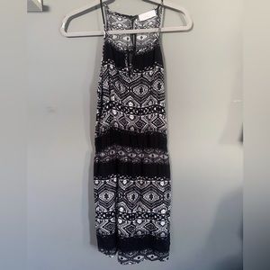 Geometric Cinchwaist Lined Halter Dress